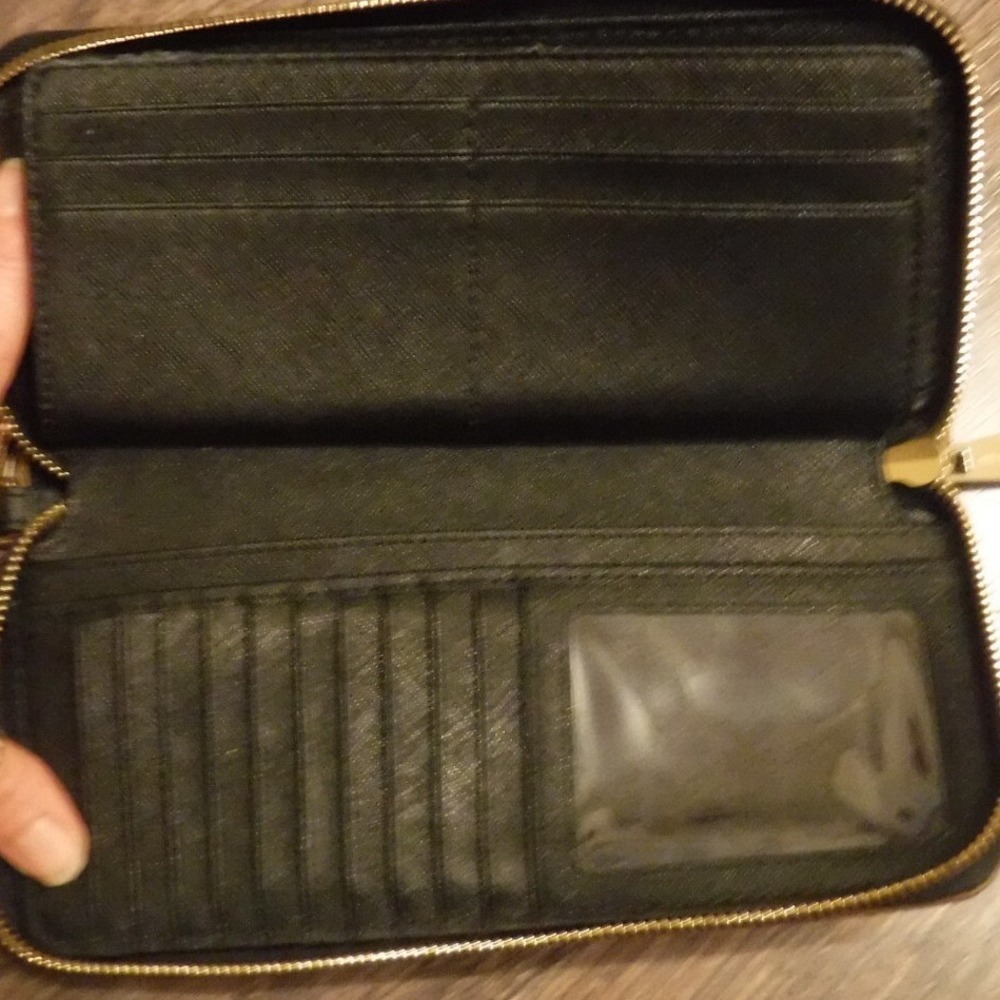 Michael Kors Jet Set Continental Wallet Womens Black Good Saffiano Wristlet Zip - Picture 4 of 9